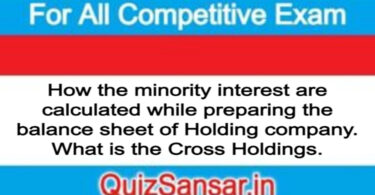 How the minority interest are calculated while preparing the balance sheet of Holding company. What is the Cross Holdings.