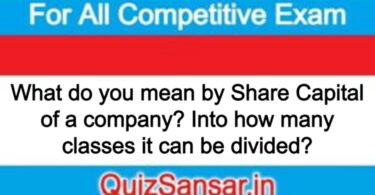 What do you mean by Share Capital of a company? Into how many classes it can be divided?