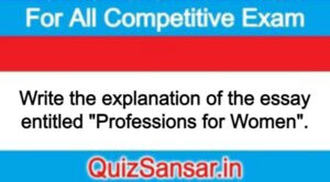 Write the explanation of the essay entitled "Professions for Women".